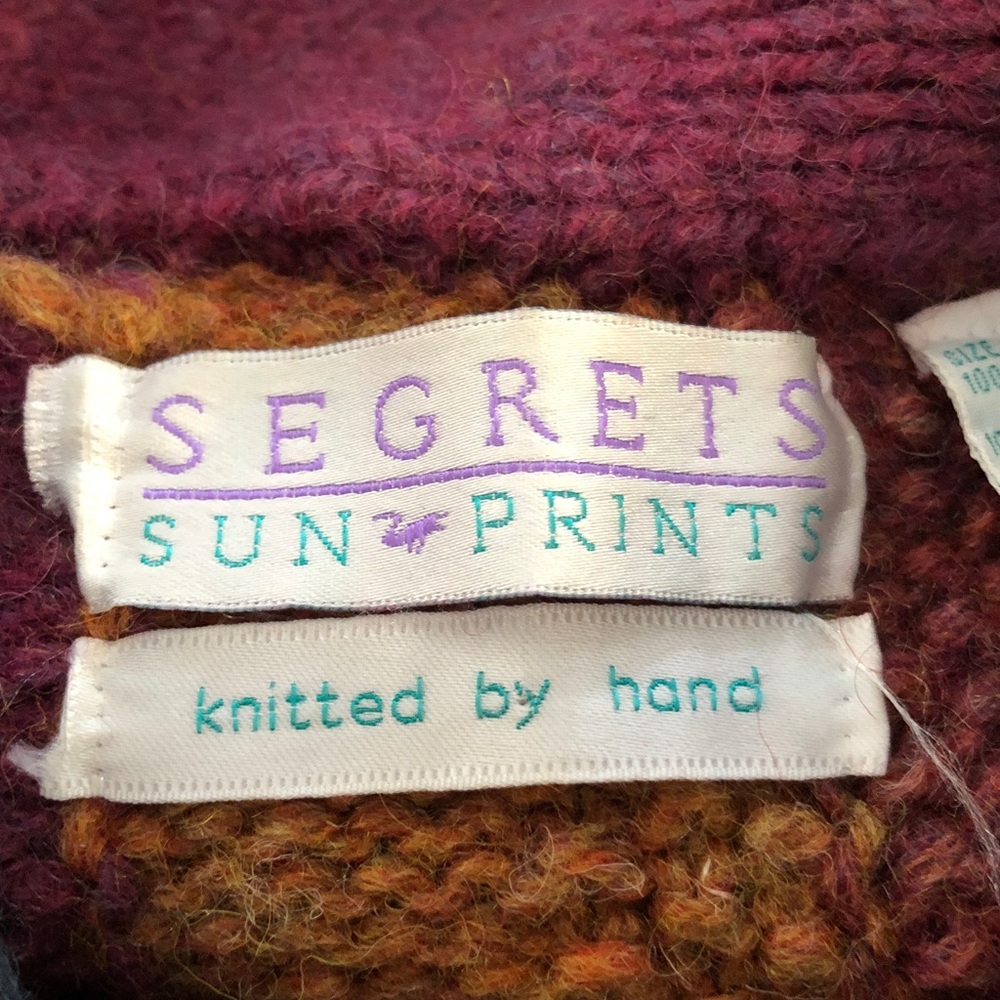 Segrets Sun Prints Colourful Shetland Wool Hand Knit Cardigan - Picture 6 of 12